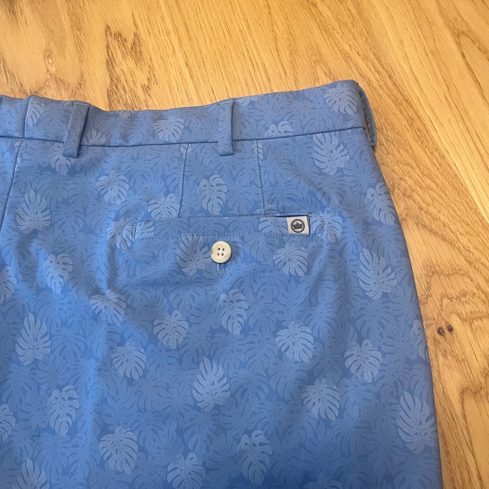 Peter Millar Golf Shorts Mens 42 Blue Tropical Monstera Leaf Performance Luxury